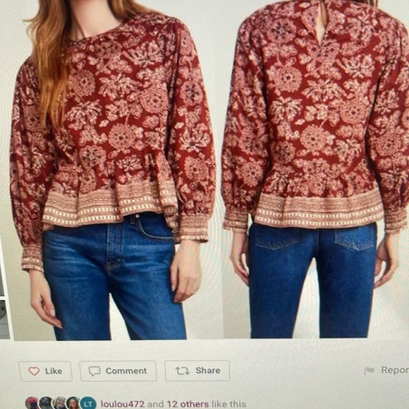 NWOT VERONICA BEARD KESTER BROWN FLORAL PRINT TOP. 8 - Picture 4 of 11